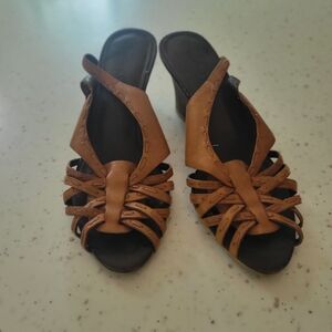 Timberland Strappy Slingback Peeptoe Wedges 8.5
